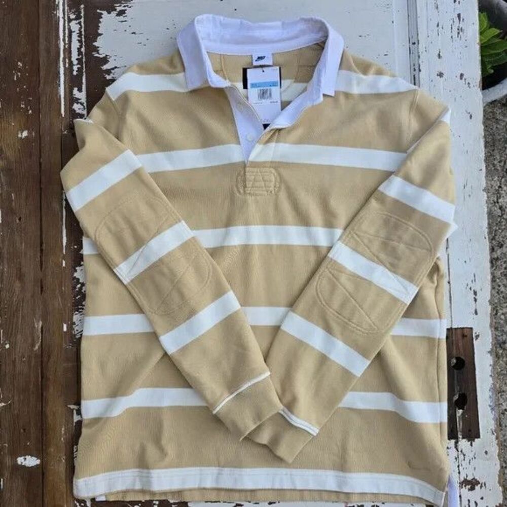 Nike Men’s Heavyweight Rugby Shirt Size Medium FN3122-252 Sesame White NWT $125